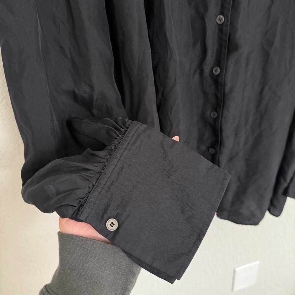 Joseph Bary Habotai Black Silk Button Up Blouse Size 38 Quiet Luxury Old Money - Picture 5 of 8